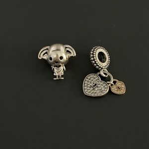 Dobby and heart Set of 2 Pandora charms